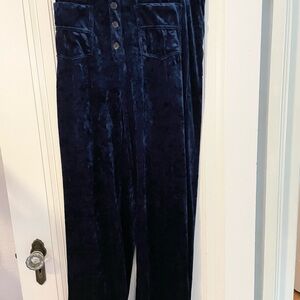 HALARA Velvet High-Waisted Pants in Deep Blue